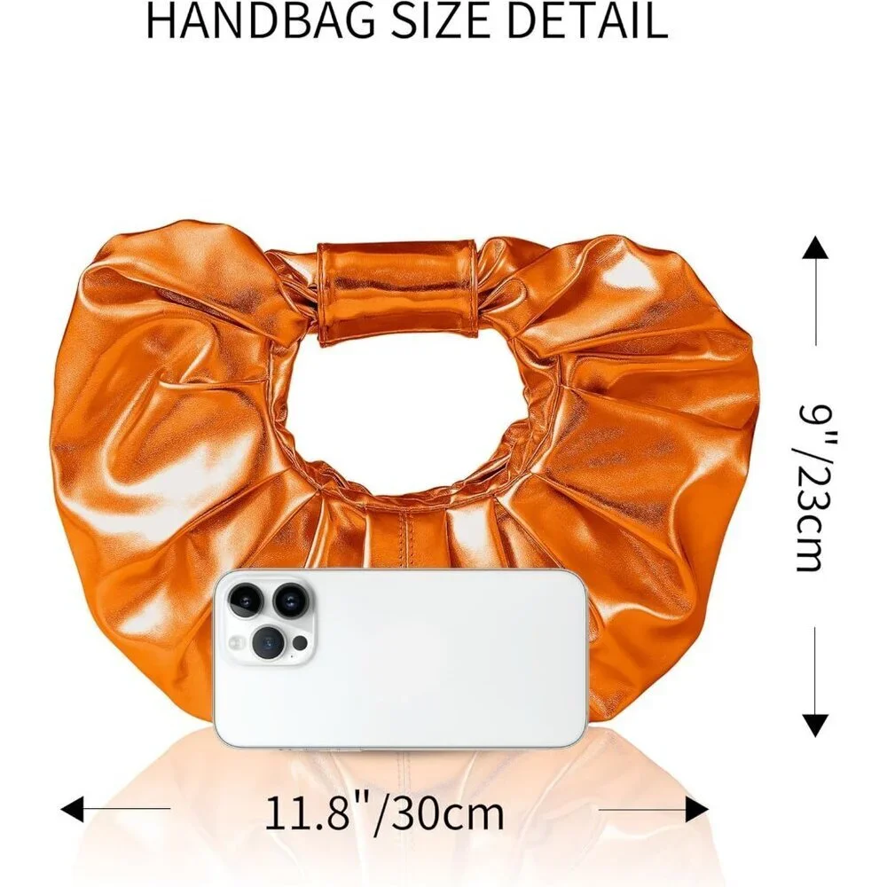Women's Orange Polyurethane Buckle Stylish Designer Party Wedding Clutch
